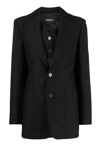 Goen.J Blazer monopetto con revers a lancia - Nero