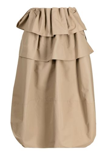 Goen.J ruffled-detailing full skirt - Marrone