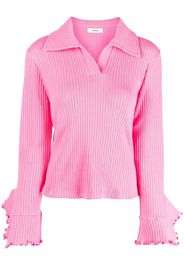 Goen.J Top in stile polo a coste con ruches - Rosa