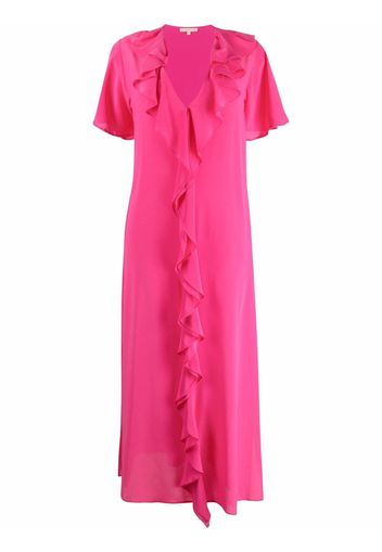 Gold Hawk ruffle-trim V-neck long dress - Rosa