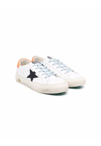 Golden Goose Kids star-patch panelled leather sneakers - Bianco