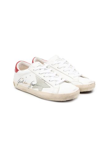 Golden Goose Kids distressed logo-print sneakers - Bianco