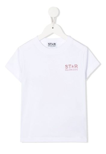 Golden Goose Kids star-print glitter-detailed T-shirt - Bianco