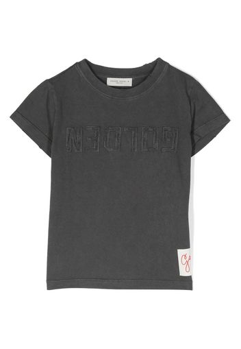 Golden Goose Kids T-shirt con applicazione logo - Grigio