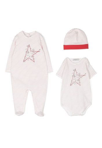 Golden Goose Kids striped-print cotton babygrow set - Bianco