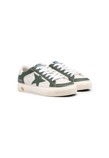 Golden Goose Kids star-patch leather sneakers - Verde