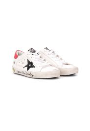 Golden Goose Kids star-patch panelled leather sneakers - Bianco