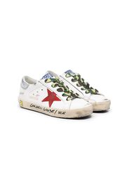 Golden Goose Kids One Star-logo long-sleeve sweatshirt - Blu Super-star low-top sneakers - Bianco