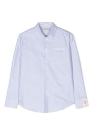 Golden Goose Kids logo-patch pinstripe shirt - Bianco