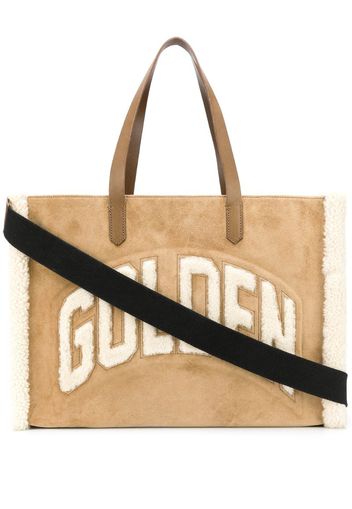 textured fleece logo tote bag