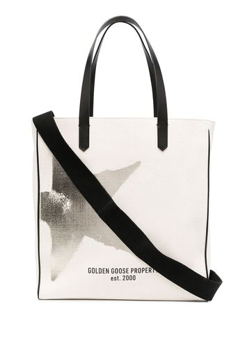Golden Goose Star-print canvas tote bag - Bianco