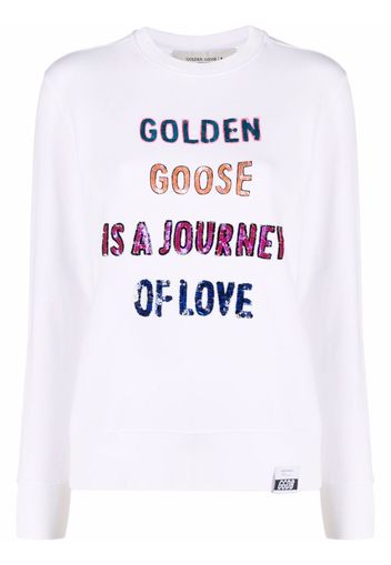 Golden Goose sequinned-slogan sweatshirt - Bianco