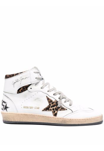 Golden Goose logo-print high-top leather sneakers - Bianco