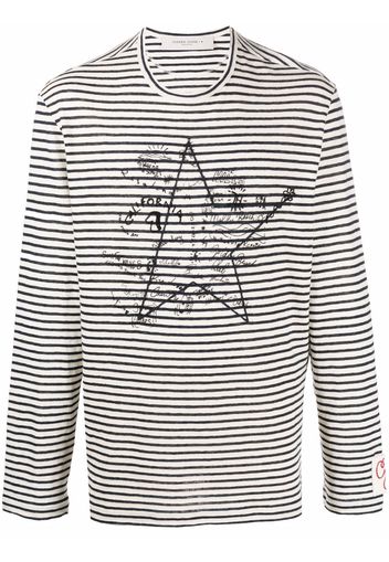 Golden Goose striped star logo-print top - Toni neutri