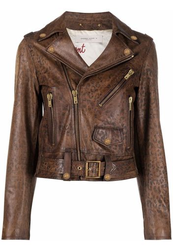 Golden Goose zip-fastening biker jacket - Marrone