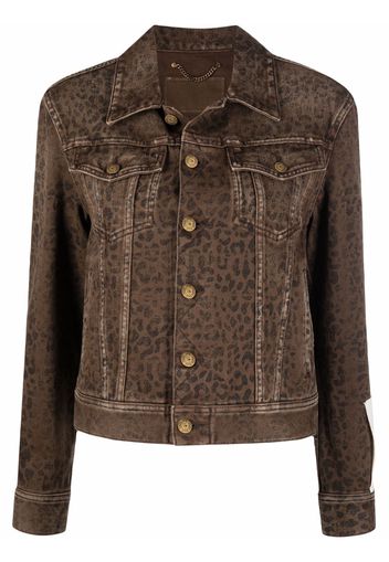 Golden Goose leopard print denim jacket - Marrone