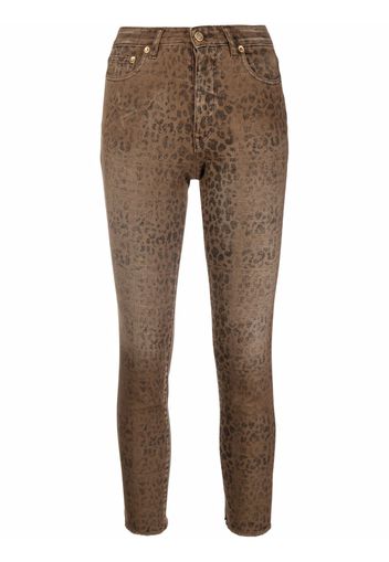 Golden Goose leopard-print cropped jeans - Marrone