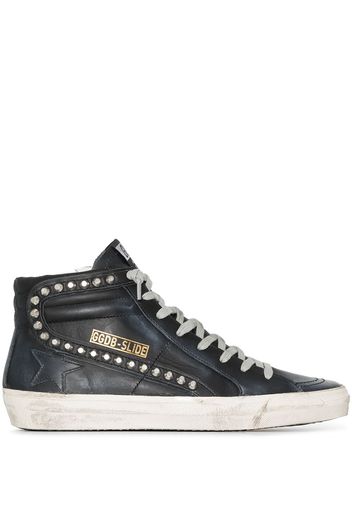 Golden Goose Slide distressed studded sneakers - Nero