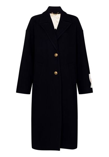 Golden Goose logo patch single-breasted coat - Blu