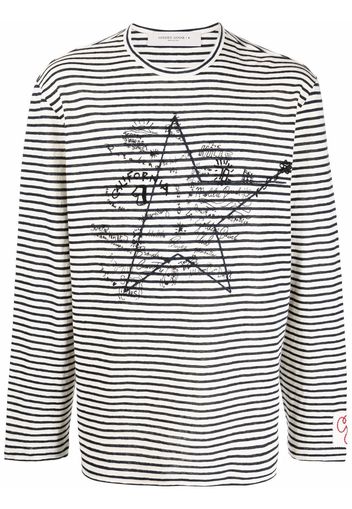 Golden Goose logo print stripe T-shirt - Toni neutri