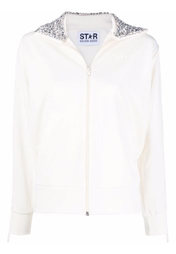 Golden Goose crystal-embellished zipped sweatshirt - Bianco