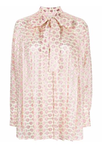 Golden Goose pussy-bow collar jacquard blouse - Toni neutri