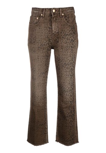 Golden Goose faded leopard-print kick flare jeans - Marrone