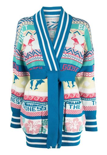 Golden Goose abstract intarsia-knit cardigan - Blu