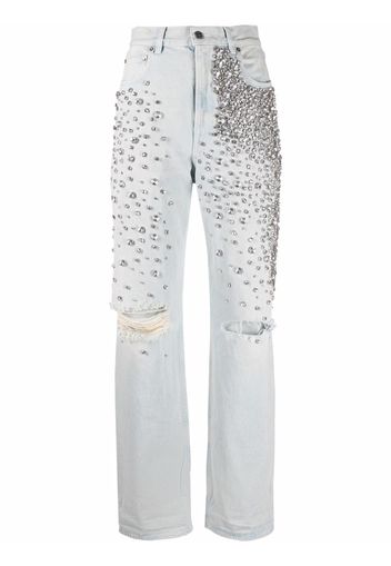 Golden Goose Kim cabochon-crystal bleached jeans - Blu