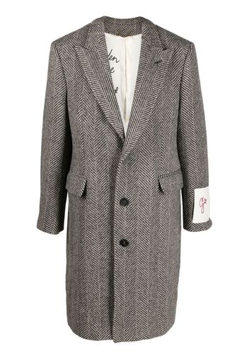 Golden Goose logo-patch single-breasted coat - Grigio