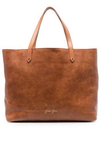 Golden Goose logo-stamp leather tote - Marrone