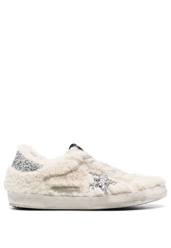 Golden Goose shearling-panel glitter sneakers - Toni neutri