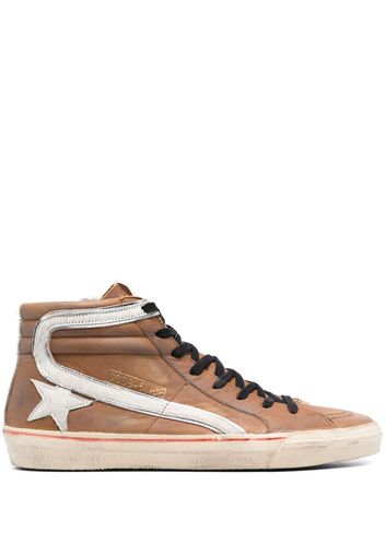 Golden Goose leather Slide hi-top sneakers - Marrone