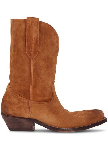 Golden Goose Low Wish Star suede Western boots - Marrone