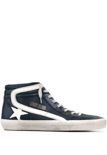 Golden Goose GG SLIDE DENIM UPPER SUEDE TOE AND LIST LEATHER STAR AND WAV - Blu