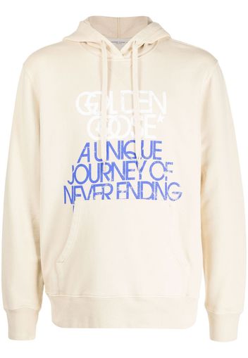 Golden Goose logo print cotton hoodie - Toni neutri