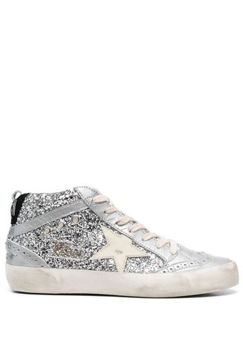 Golden Goose glittered high-top sneakers - Argento