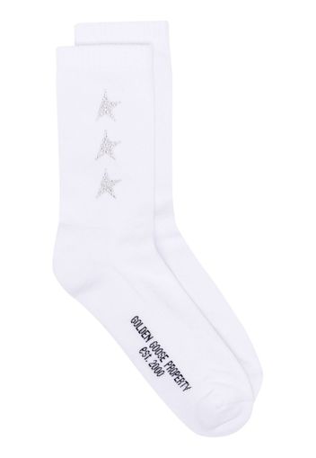 Golden Goose ribbed star-print socks - Bianco