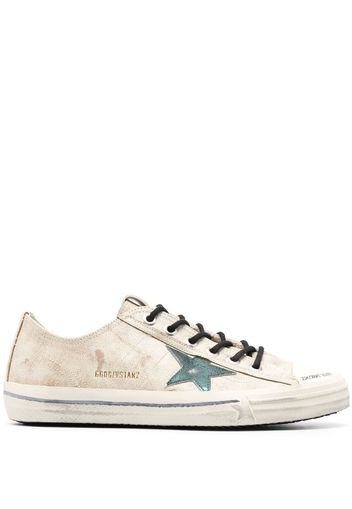 Golden Goose V-STAR 2 SHINY LEATHER UPPER SIGNATURE TOE CRACK LAMINATED STAR LINE FOXING - Toni neutri