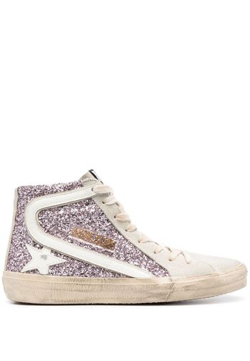 Golden Goose SLIDE GLITTER UPPER SUEDE TOE SHINY LEATHER STAR AND WAVE LEATHER LIST - Rosa