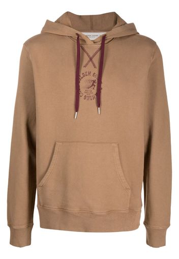 Golden Goose logo-print cotton hoodie - Marrone