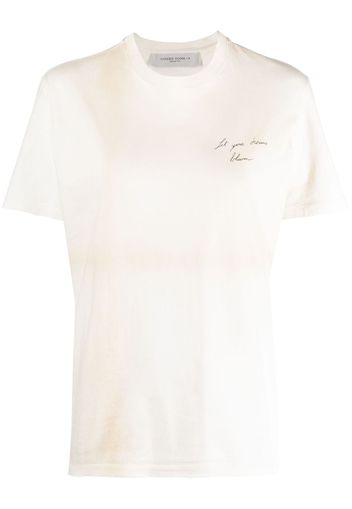 Golden Goose quote-print distressed cotton T-shirt - Toni neutri