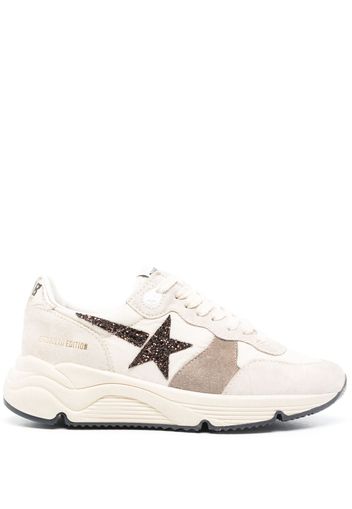 Golden Goose glitter star-patch suede sneakers - Toni neutri