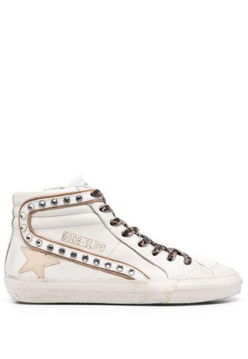 Golden Goose Slide crystal-embellished hi-top sneakers - Bianco