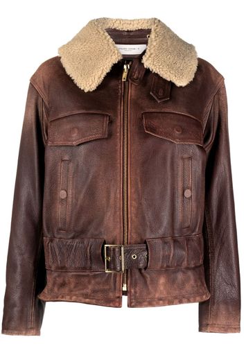 Golden Goose shearling leather jacket - Marrone