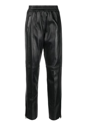 Golden Goose leather elastic-waist cropped trousers loves - Nero