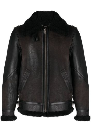 Golden Goose shearling collar leather jacket - Nero