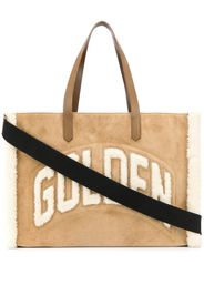 Golden Goose logo-stamp leather tote - Marrone