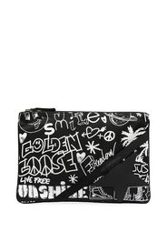 Golden Goose graffiti-print clutch bag - Nero