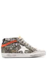 Golden Goose Mid Star lettering print high-top sneakers - Verde